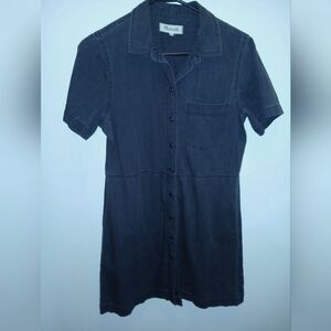 Madewell Short Sleeve Button-Front Mini Dress in Charcoal